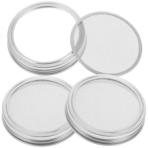 BESTonZON 3 sztuki słoików na kiełki, pokrywka ze stali nierdzewnej, sitko 86 mm, do słoików Wide Mouth