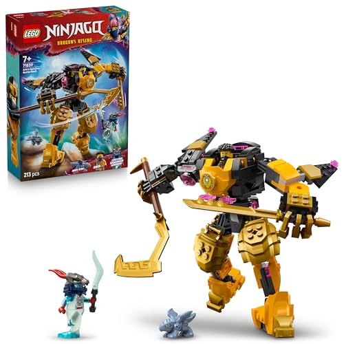 LEGO NINJAGO Mech bojowy Spinjitzu Arina, zestaw bojowy ninja z małym modelem smoka i dwiema minifigurkami dla fanów zabawek interaktywnych, pomysł na prezent dla 7-latka, chłopca i dziewczynki 71839