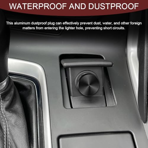 Image of Car Cigarette Lighter Plug Cover, Cigarette Lighter Covers, Aluminum Plugs Cover Car Decoration, Waterproof Dustproof Cigarette Lighter Socket Cap for SUV Truck with 12V Power Source (Black)