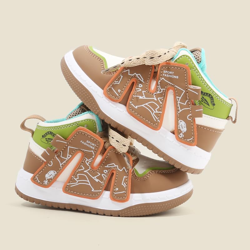 Kids Athletic Sneakers, High Top Design, Black White Mint Green, Sport Training Shoes3