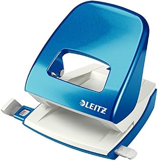 Leitz Hole Punch, 30 Sheets, Guide Bar with Format Markings, Metal, WOW Range, 50081023 - Metallic Pink