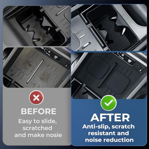 Image of Cup Holder Insert & Wireless Charging Protective Mats for Hyundai Santa Fe 2026 2025 2024, Center Console Interior Accessories Cup Holder & Wireless Charger Cover Pad for 2024-2026 Santa Fe