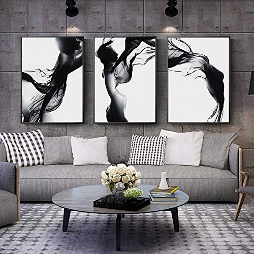 Art mural noir et blanc triptyque pour habiller grand mur