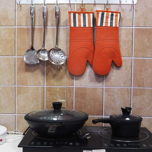 Red Lmldeta Heat Resistant 550 Degree Oven Mitt, Silicone Oven Hot Mitts - 1 Pair, Extra Long Professional Baking Oven Gloves - Food Safe,Pot Holders Cooking,Grilling,Kitchen (Tangerine Mittens) #TOP7