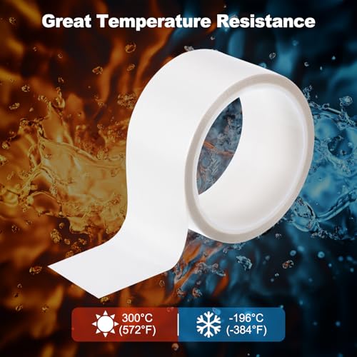 Image of PATIKIL Heat Resistant Tape, 2 Inch x 33 Feet High Temperature Tape PTFE Adhesive High Heat Tape Waterproof for Vacuum Sealer Machine Insulation Protection, White, 0.18mm Thick