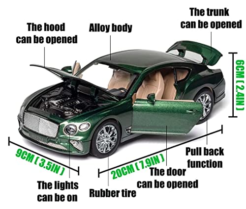 Image of 1:24 Scale Big Bentley Continental GT Toy Car | Metal Pullback Diecast Car for Kids with Openable Doors, Sound, Light Effects Toy for Car Enthusiasts (Color As Per Available),multicolor