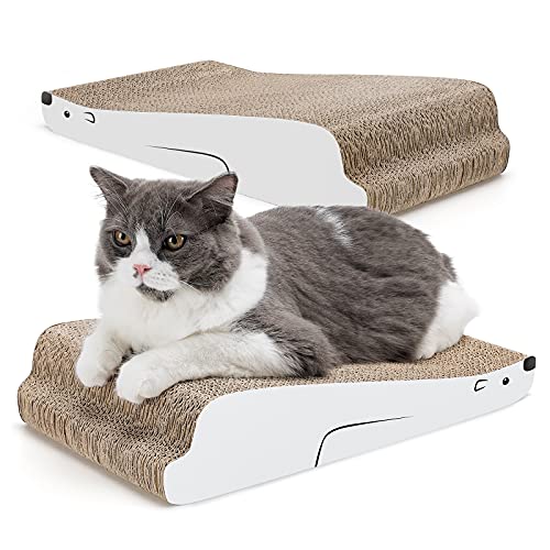 PETTOM 2 Piezas Rascador de Cartón para Gatos, Rascador de Gato para Cama y sofá, Disponible en Ambos Lados, 43×25cm