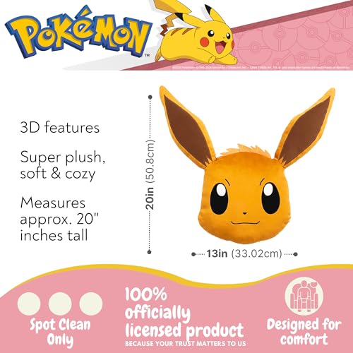 Image of Franco Pokemon Eevee Kids Bedding Super Soft Plush Cuddle Pillow, 20 inch (Officially Licensed Product)
