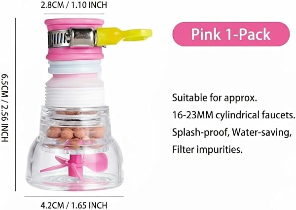 Splash Proof Tap Extendable Spout Water Purification Kitchen Water Tap Filter Home Shower Festival Universal Water Filter Purifier Pink - 2