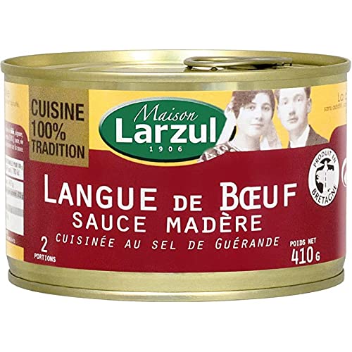 LARZUL - Langue de Boeuf à la Sauce Madère, recette traditionnelle de terroir, 410g - Pour les amateurs de saveurs authentiques ! - le Lot De 3