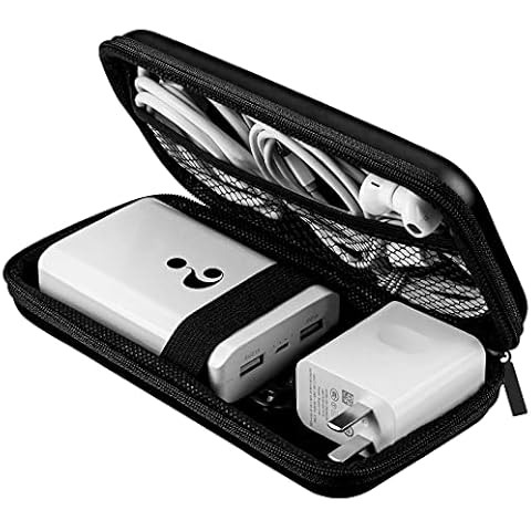 ACOCOBUY Power Bank Case Hard Drive Case 2.5 Shockproof Carrying Case Travel Cable Organizer Bag Hard EVA Portable Storage Bag Electronic Organizer Pouch Bag Zipper Wallet Multifunctional Case Black Cover