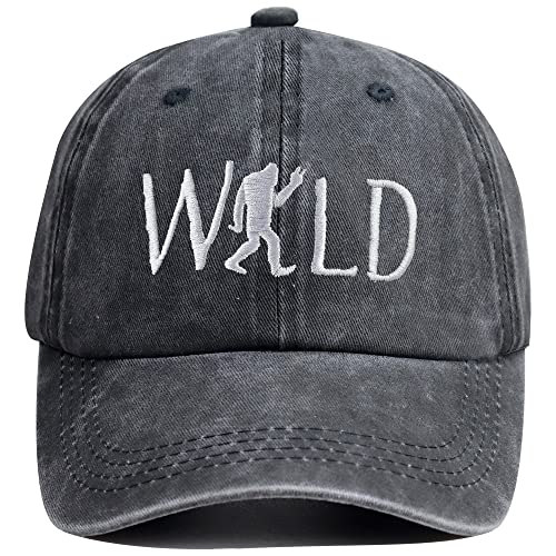 Image of HHNLB Bigfoot Hat, Embroidered Adjustable Wash Retro Cotton Denim Big Foot Sasquatch Baseball Cap