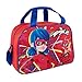 PERLETTI Borsa Sport Miraculous per Bambina con Tracolla - Borsone Palestra Rosso e Blu con Stampa Lady Bug e Trikki per Bimba - Sacca Sportiva Ladybug Bambina Viaggi e Tempo Libero - 28x41.5x21