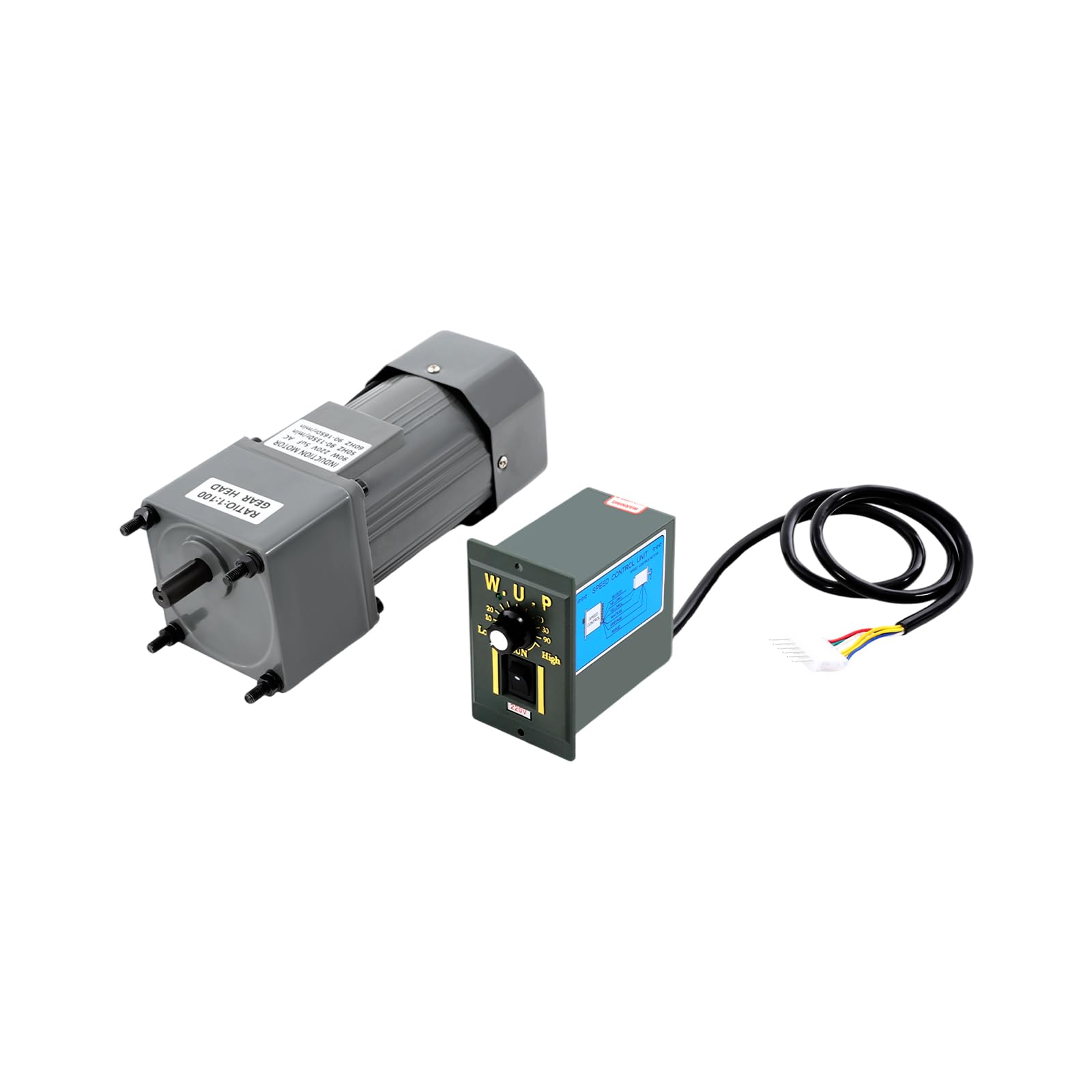 Kit de motores de engranaje de 90 W 100 K con regulador de velocidad, alto par de 220 V CA, motor eléctrico con función de inversión, motor de transmisión ajustable con engranaje reductor