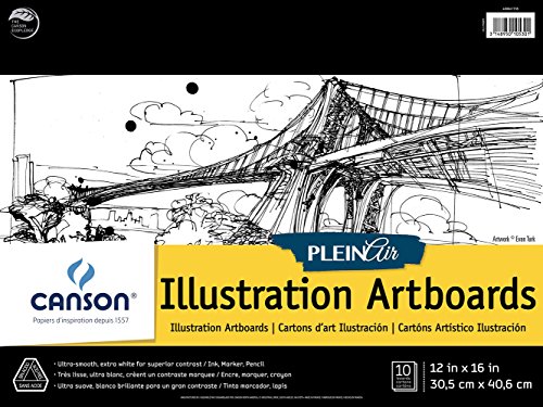 Canson Artist Series Plein Air Illustration Paper, Fold Over Art Board, 12x16 inches, 10 Sheets - Artist Paper for Adults and Students - Colored Pencil, Marker, Ink, Pen