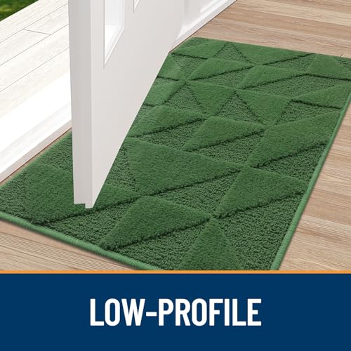 Image of OLANLY Door Mats Indoor, Non-Slip, Absorbent, Dirt Resist, Entrance Washable Mat, Low-Profile Inside Entry Doormat for Entryway (30x17 inches, Green)