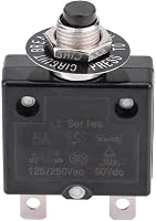 Yosoo Health Gear Hőkioldós Áramköri Megszakító 10A - Nyomógombos Visszaállítás, 125-250V AC/50V DC, Túláramvédelem, Panelre Szerelhető 1