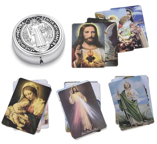 SZQCZB Rosary Beads Catholic for Men and Women, St.Benedict Center Piece and Crucifix, Black Cystal Rosary Beads with Saint Benedict Miraculous Gift Box and 18pcs Prayer Cards3