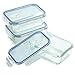 1790 3 Pack Glass Meal Prep Containers for Food Storage and Prep w/Snap Locking Lids Airtight & Leak Proof - Oven, Dishwasher, Microwave, Freezer Safe - Odor and Stain Resistant (6 total pieces)