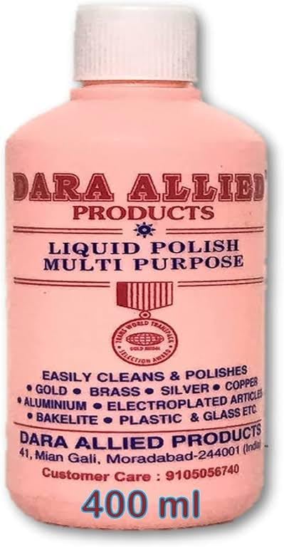 DARA Allied Polish Liquid for Aluminium, Silver 400 ml each Pack 1 | All purpose clearner | Metal Liquid Polish (400ml Pack of 1)