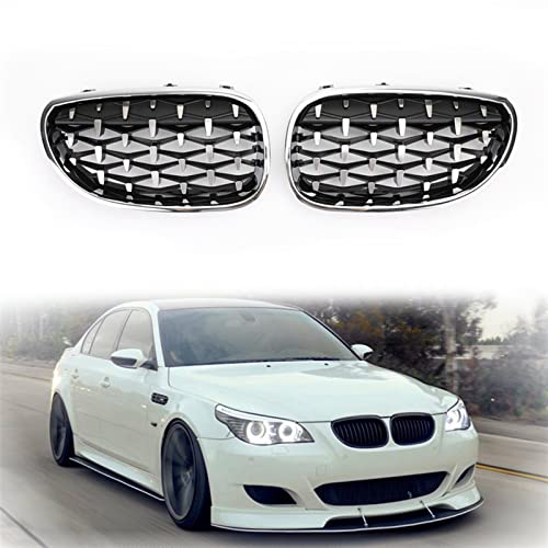 Grille Calandre Avant Diamant Chromé pour BMW Série 5 E60 E61 de 2004 à 2009 look élégant