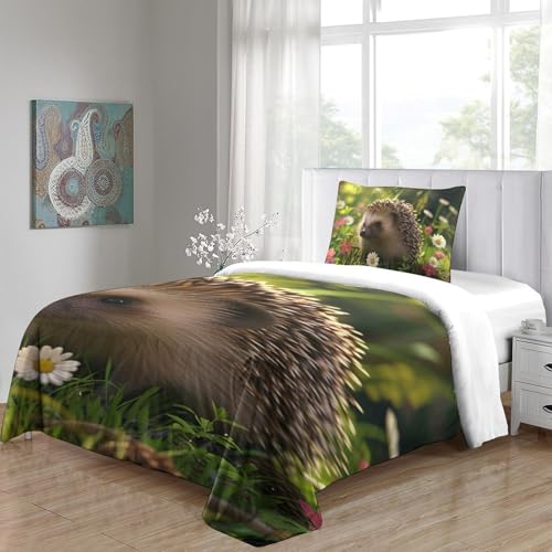 Housse de couette hérisson 3D en microfibre anti-plis pour lit simple 135x200