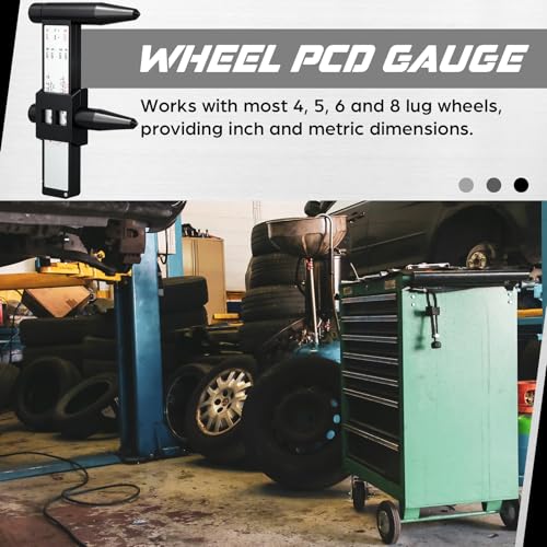 Image of Kingdder 2 Pcs Wheel Stud Rim Bolt Pattern Measuring Tool PCD Ruler Wheel PCD Gauge Lug Bolt Pattern Gauge for 4 5 6 8 Holes Sliding Caliper