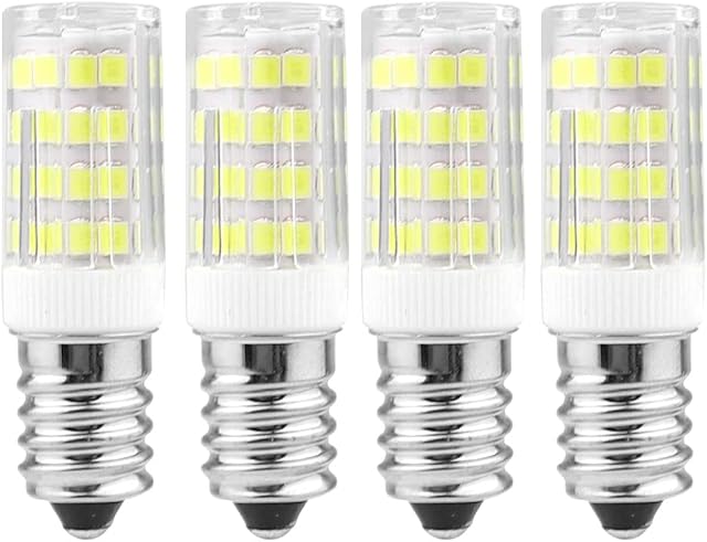 MZMing 4 pcs E14 LED Cooker Hood Light Bulb 4W E14 LED Bulbs Cool White 6000K Non Dimmable AC220-240V 400LM SES Small Edison Screw E14 Daylight Bulb for Fridge Sewing Machine Cooker Hood Lamp Lighting