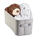 mDesign Soft Cotton Fabric Closet Storage Organizer Bin Basket with Coated Interior and Attached Carrying Handles for Child/Baby Room, Nursery, Playroom - Textured Weave, Small - Light Gray