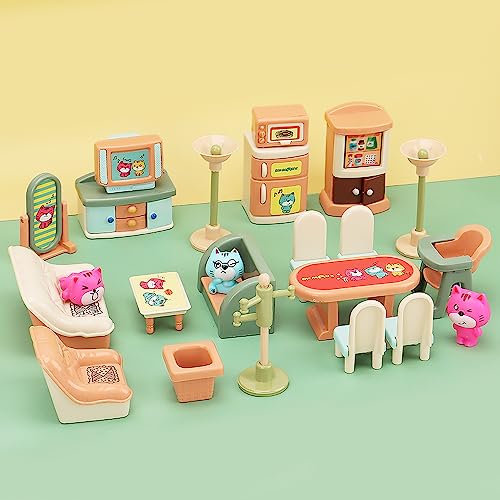 BananMelonBM 50 Pack Kids Little Dollhouse Furniture Set Toys House Big Dreams for Baby Children Girls Boys Age 3+,Miniature Accessories Educational Pretend Play Toys for Toddler - Image 4