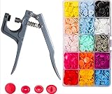150 Sets Snap Kits, T5 15 Colors Snap Fastener Kit Round Shape Plastic Resin, Buttons Fastener Set f