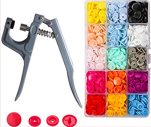 150 Sets Snap Kits, T5 15 Colors Snap Fastener Kit Round Shape Plastic Resin, Buttons Fastener Set For Clothing Diapers #TOP21