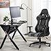 Gaming Chair Office Chair Desk Chair with Lumbar Support Headrest Armrest Swivel Ergonomic Rolling High Back PU Leather PC Racing Computer Chair for Gamer, Grey