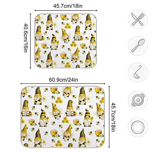 Vvfelixl G272272027P523C558S1114 Dish Drying Mat Summer Gnomes Bee Dish Mat Microfiber Drying Mat thumb #2