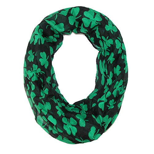 David & Young Women's St. Patricks Day Shamrock Infinity Loop Scarf, Black