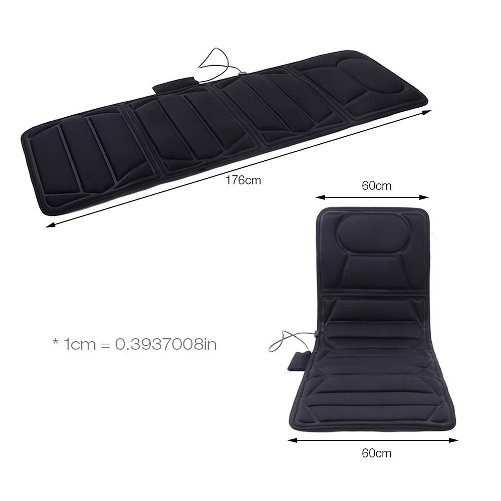 Materac Masujący z 10 silnikami, 5 trybów masażu 176 x 60 cm czarny