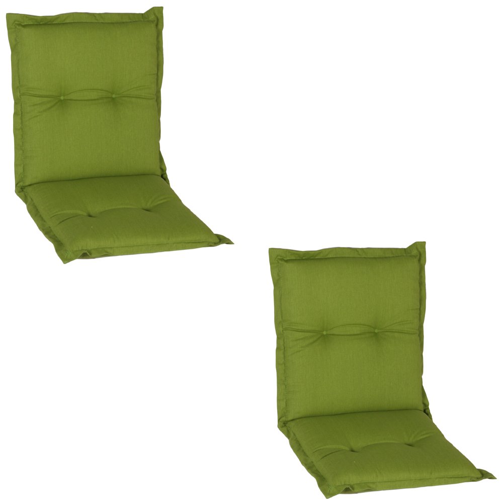 BeoNice NL AU31 Low-Backed Chair Cushion with Comfortable Seat and Low-Backed Chair Approx. 100 x 52 cm, 7 cm Thick, Pack of 2, Green