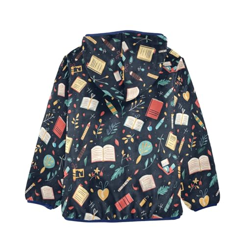 Books Pens Stationery Girls Fleece Jacket Girls Fall Jacket Boys Coats Zip Up Hoodie Children Sherpa Warm Outerwear 2-10T2