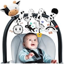 Spiral Car Seat Baby Toys 0-6 Months, Infant Carseat High Contrast Sensory Toys Hanging Stroller Accessories, Newborn Showe