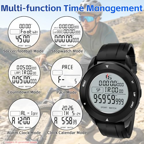 Image of Professional Soccer Referee Watch with Tournament Mode Game Timer, 100-Lap Silent Stopwatch, 3-Line Backlit Display, On /Off Switch, Countdown /Alarm /Calendar for Football Officials, Coaches