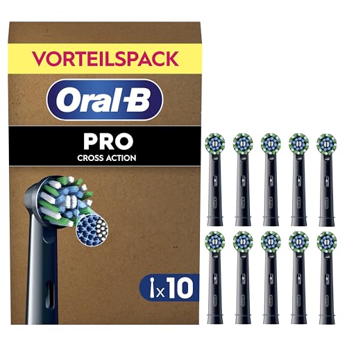 Oral-B Pro CrossAction Aufsteckbürsten für elektrische Zahnbürste 10 Stück überlegene Zahnreinigung X-Borsten Original Zahnbürstenaufsatz Oral-B Zahnbürsten briefkastenfähige Verpackung schwarz