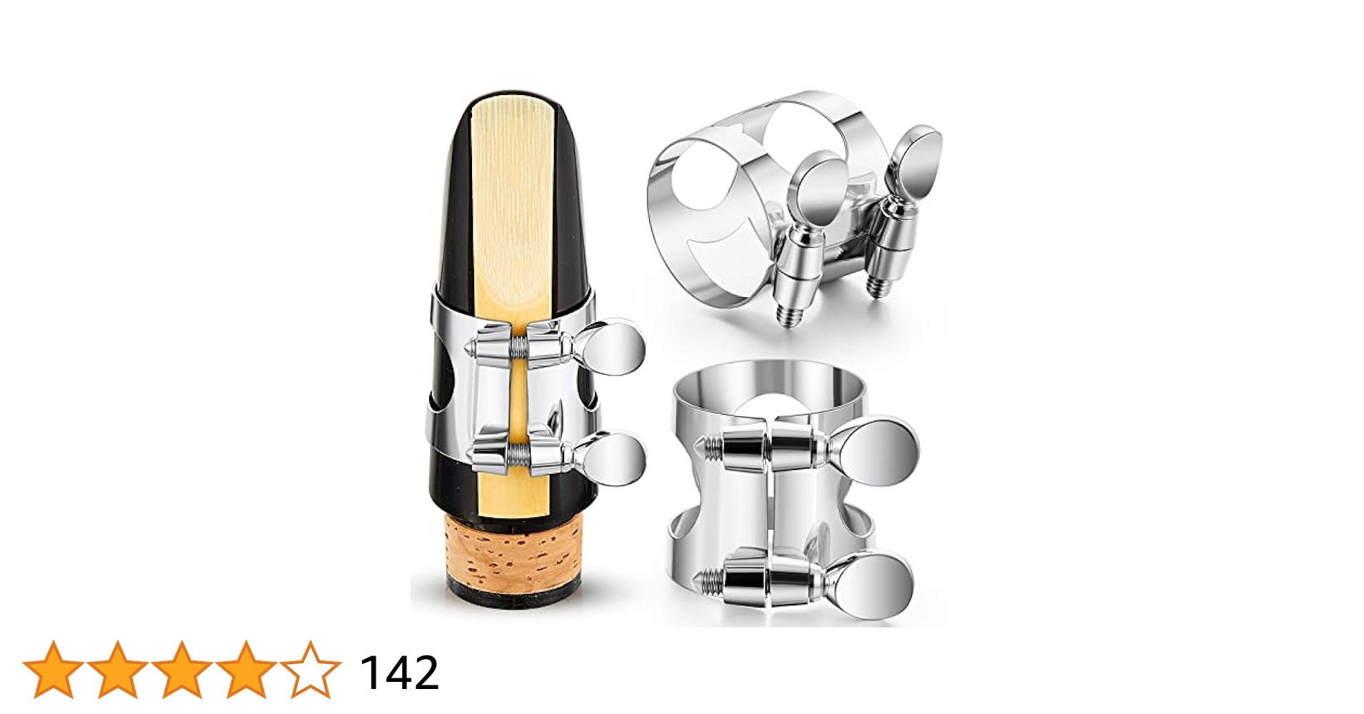 Treela 4 Pcs Silver Clarinet Ligature - B Flat, Polished Metal, Classic Style For Bb Clarinet, Woodwinds