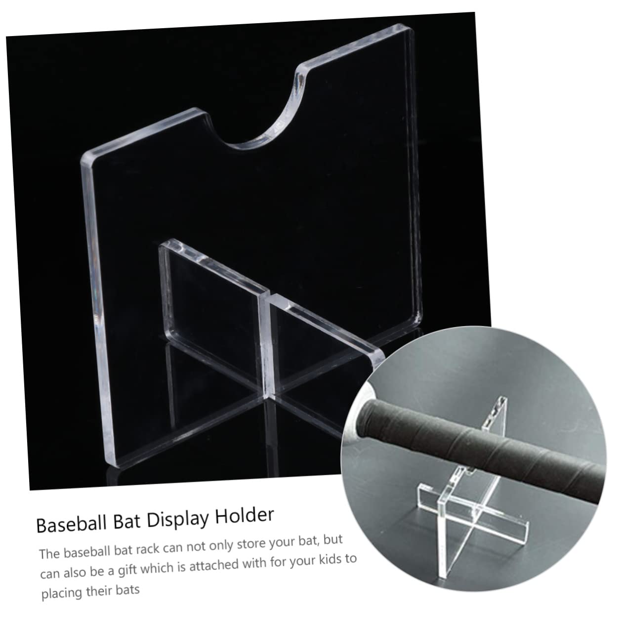 Happyyami 2pcs Acrylic Bat Stand Transparent Display Holder for Baseball Bats Durable Horizontal Rack for Collectors and Enthusiasts for Home Display and Present Use
