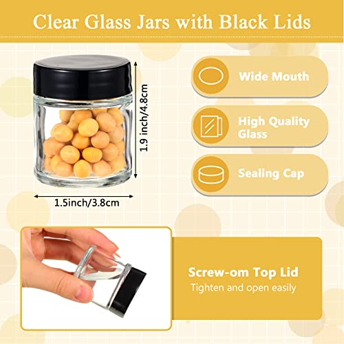 Aoriher 60 Pieces Glass Jars with Lids Clear Small Mason Empty Round Spice Wide Mouth Canning Storage Refillable Cosmetic Containers for Lotions Cream Powders (1 oz) clear and black HS-Aoriher-238702