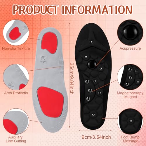 Image of Glitopper Acupressure Magnetic Insoles Orthopedic Massage Insoles with Magnetic Technology Shock Absorption Arch Support Helps Blood Circulation and Relieve Fatigue(Black,S(Men 4-7 /women 5-8))