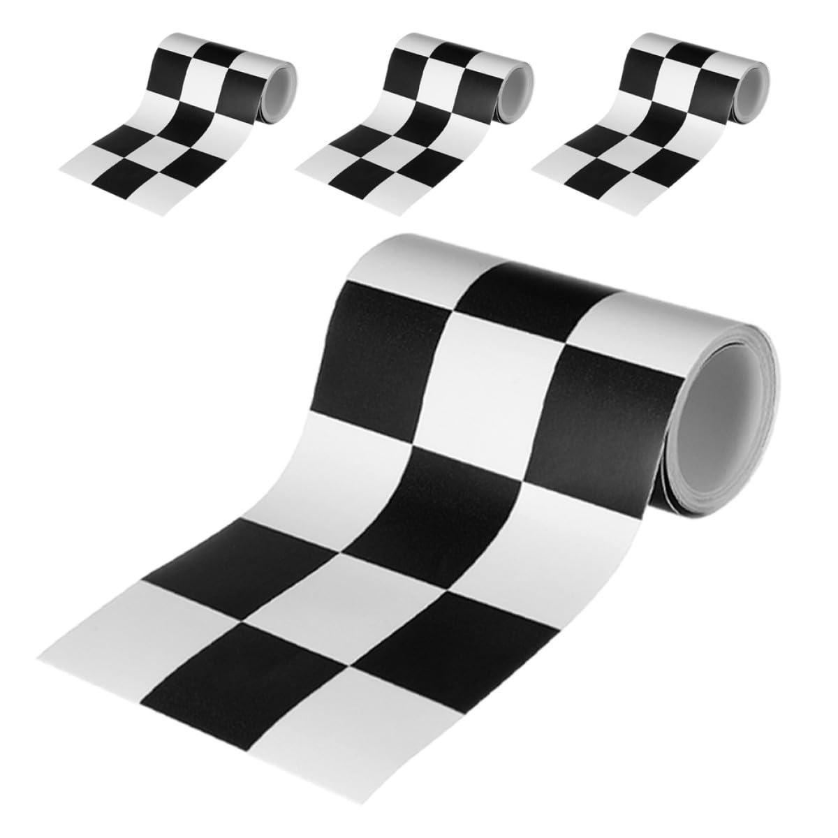 Veemoon Peel and Stick Wallpaper Trim Checkered Flag Wall Border Sticker 4 Rolls for Bathroom Mirror and Bulletin Board Decoration