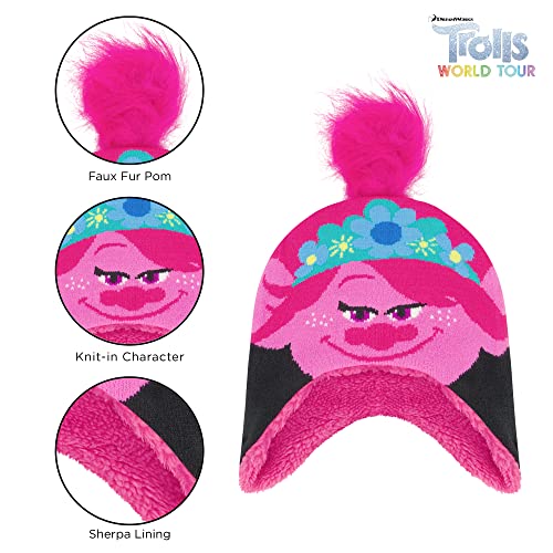 DREAMWORKS TROLLS Girls' Winter Hat and Kids Gloves Set, Scarf Or Earmuffs, Poppy for Ages 4-73