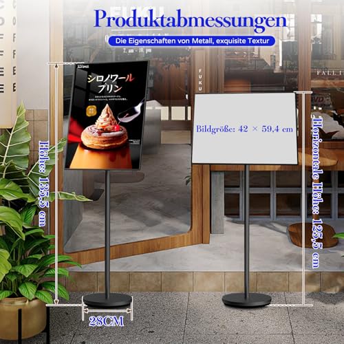 A2 Aufsteller| Plakatständer | Informationsständer |Schwerlast Präsentationsständer Menü Ständer Kundenstopper Werbeständer Schildhalter Flipchart Ständer(Schwarz）