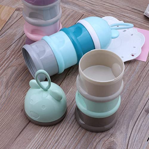 Image of Polypropylene 4 Layers Bear Style Portable Food Grade Material Food Storage Box Toddle Snacks Box Baby Milk Powder Container (Multi), Multicolor