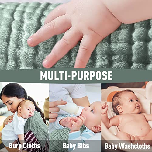 image for Yoofoss Muslin Burp Cloths for Baby 10 Pack 100% Organic Cotton Baby W